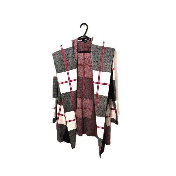 Vintage Le Château Hooded Plaid Tartan Cardigan Open Front Size M Academia Y2K - Picture 1 of 6